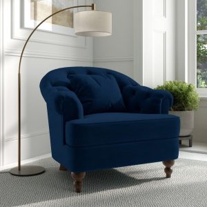 Richmond Blue Velvet Accent Chair | Bed Sava