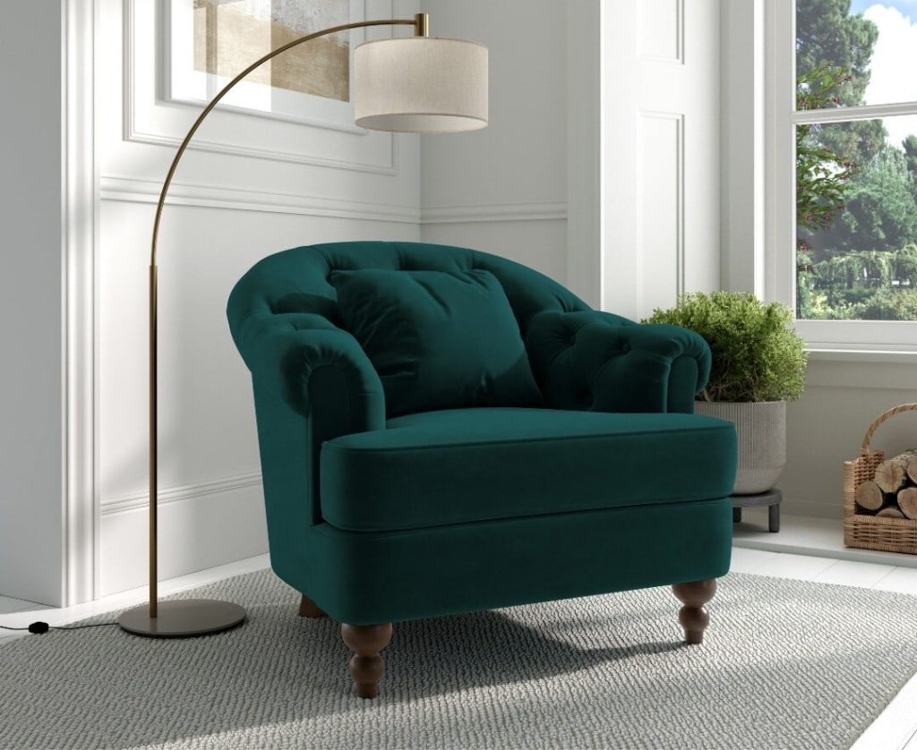 Richmond Dark Green Velvet Accent Chair