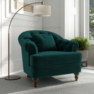 Richmond Dark Green Velvet Accent Chair | Bed Sava