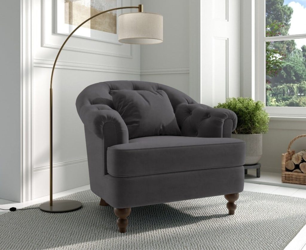 Richmond Dark Grey Velvet Accent Chair