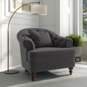 Richmond Dark Grey Velvet Accent Chair | Bed Sava