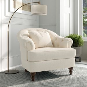 Richmond Ivory Linen Accent Chair | Bed Sava
