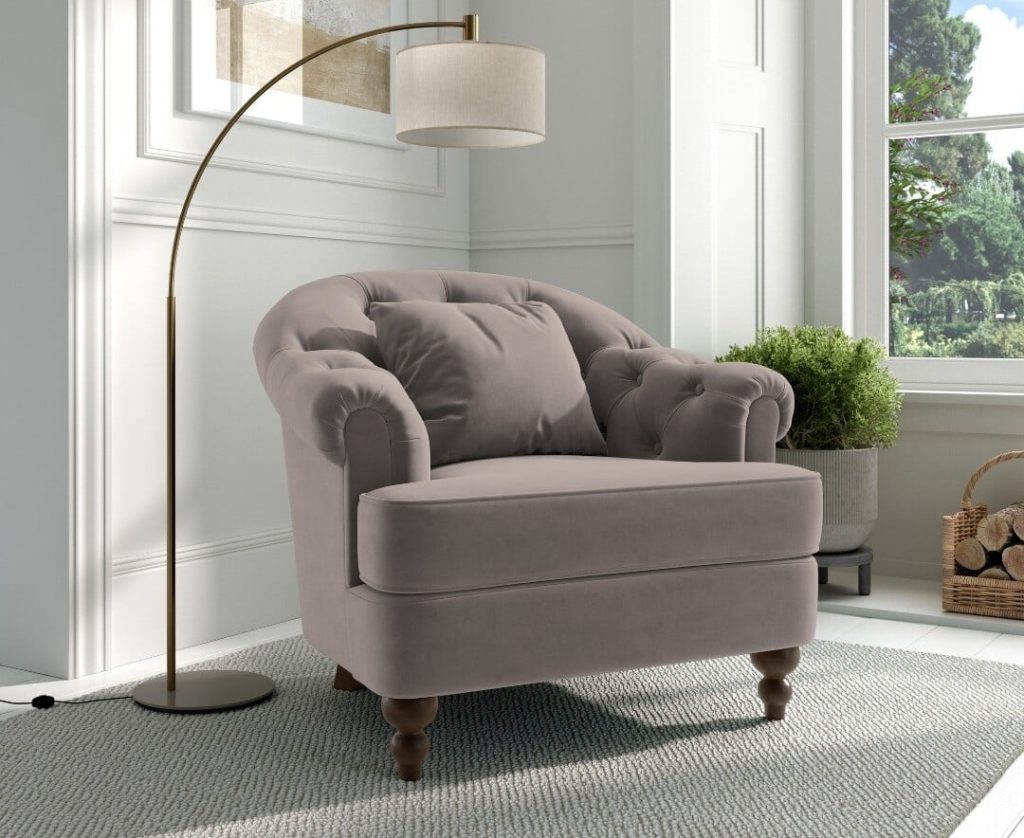 Richmond Grey Velvet Accent Chair