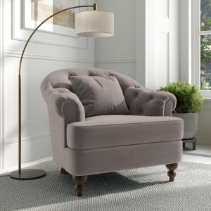 Richmond Grey Velvet Accent Chair | Bed Sava