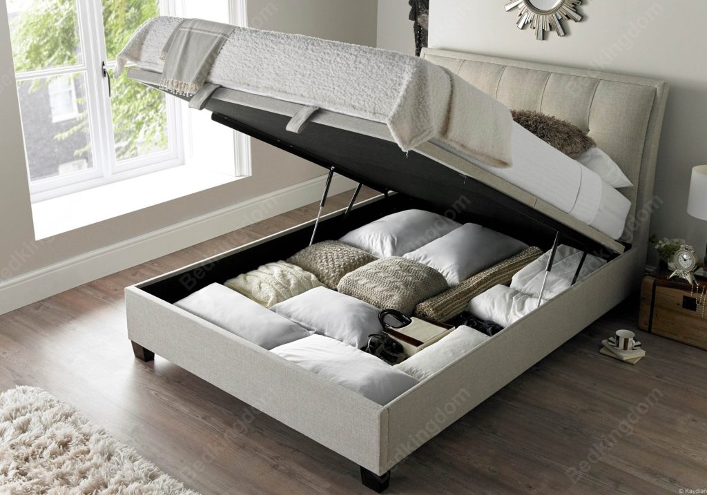 Kaydian Accent Ottoman Storage Bed  Oatmeal  Double | Bed Sava