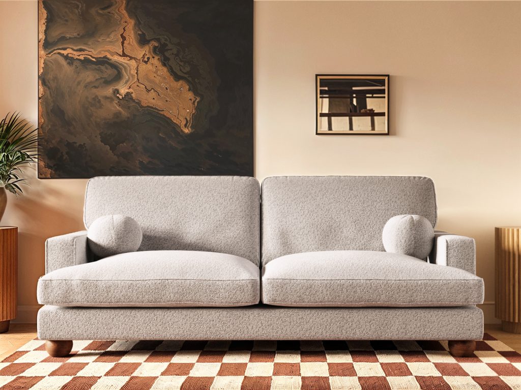 Solace+Co Addison 3 Seater Sofa Beige Boucle