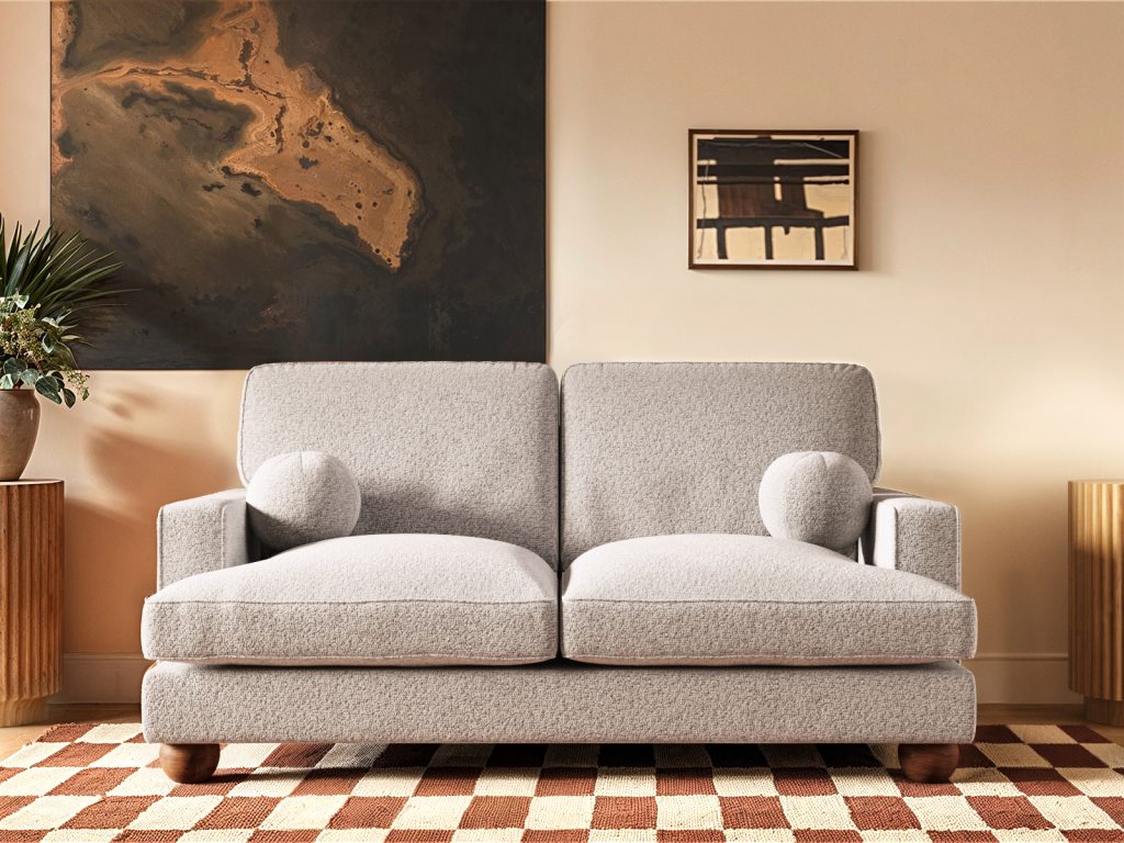 Solace+Co Addison 2 Seater Sofa Beige Boucle