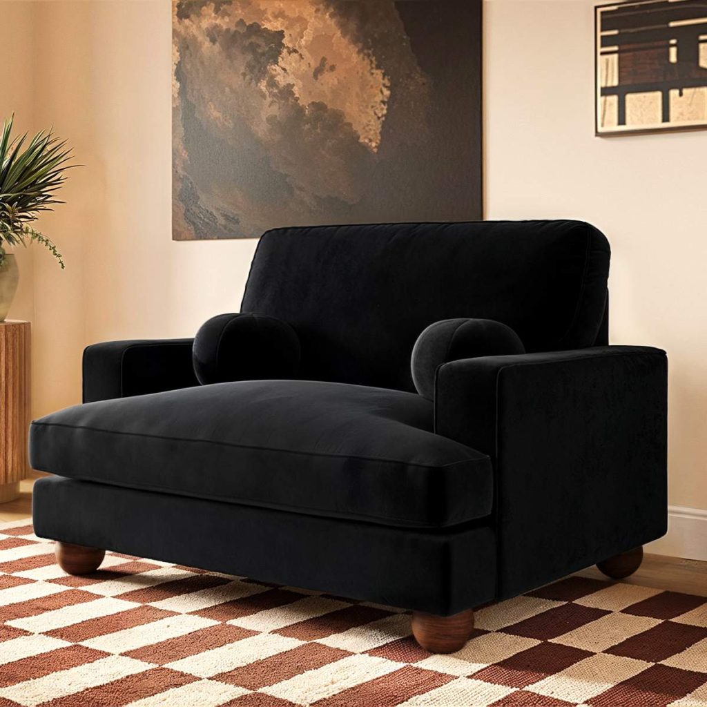 Solace+Co Addison Loveseat Black Velvet