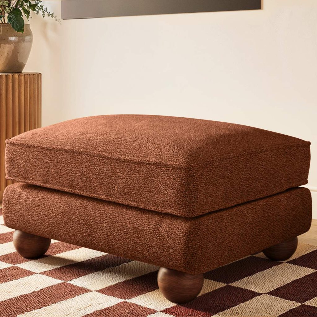 Solace+Co Addison Footstool Burnt Orange Chenille