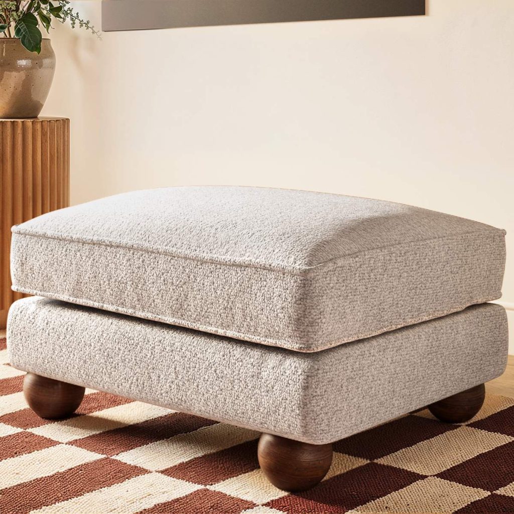 Solace+Co Addison Footstool Beige Boucle