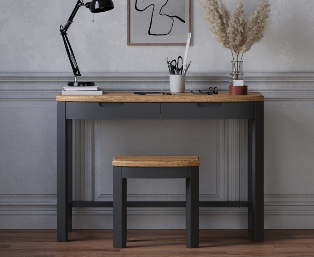 Bradwell Oak and Charcoal Painted Compact Desk