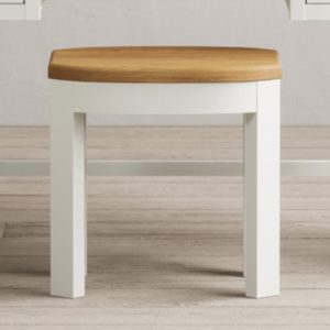 Bradwell Oak and Signal White Painted Dressing Stool | Bed Sava
