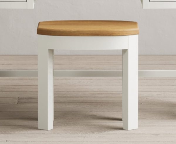 Bradwell Oak and Signal White Painted Dressing Stool | Bed Sava