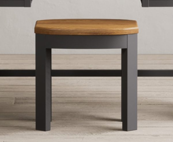 Bradwell Oak and Charcoal Painted Dressing Stool | Bed Sava