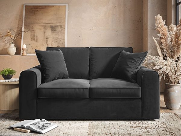 Solace+Co Ainsley 2 Seater Sofa Charcoal Velvet | Bed Sava