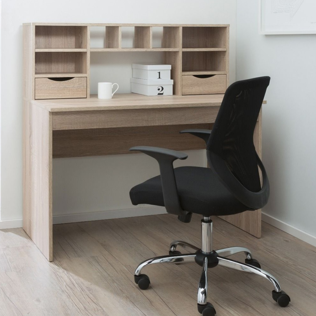 Alphason Albion Light Oak Desk with Hutch