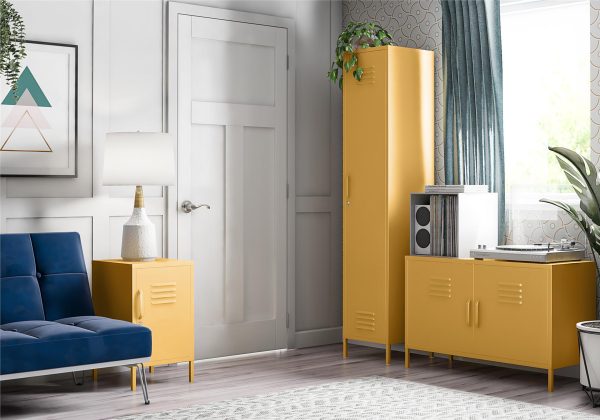 Novogratz Cache Single Metal Locker Storage Cabinet Yellow | Bed Sava