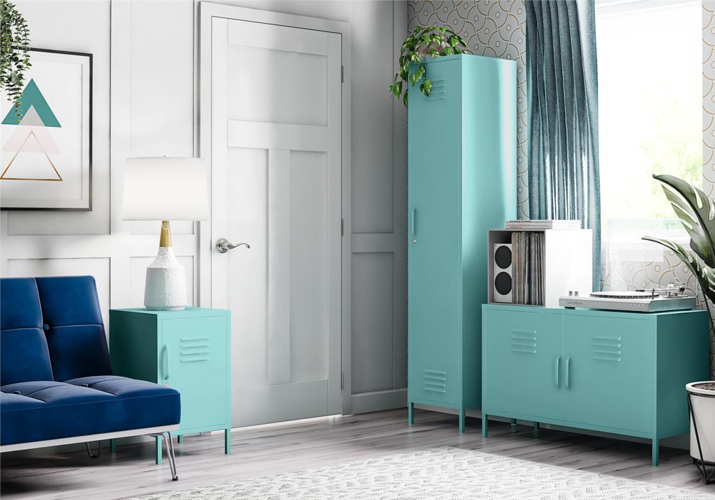 Novogratz Cache Single Metal Locker Storage Cabinet-Mint