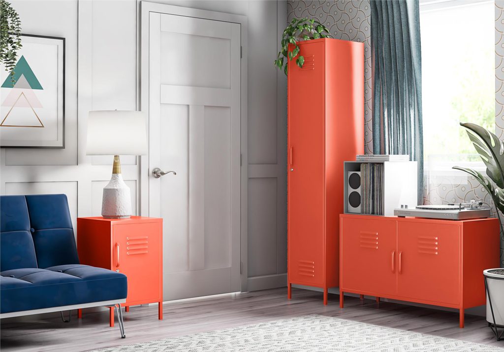 Novogratz Cache Single Metal Locker Storage Cabinet-Orange