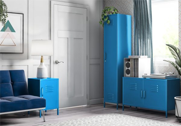 Novogratz Cache Single Metal Locker Storage Cabinet Blue | Bed Sava