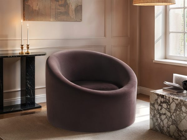 Solace+Co Amari Mocha Velvet Accent Swivel Chair | Bed Sava