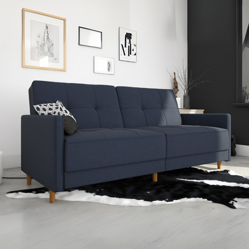 Dorel Andora Sprung Sofa Bed-Navy Linen