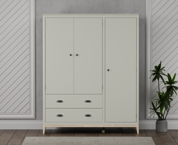 Ancona Oak and Soft Green Painted Triple Wardrobe | Bed Sava