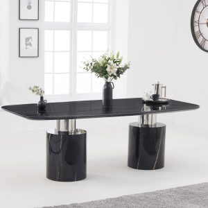 Antonio 220cm Black Marble Dining Table | Bed Sava