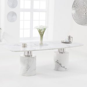 Antonio 220cm White Marble Dining Table | Bed Sava