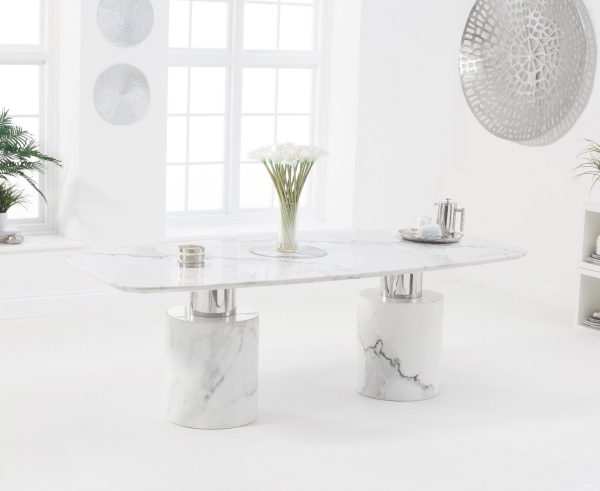 Antonio 220cm White Marble Dining Table | Bed Sava