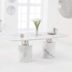 Antonio 180cm White Marble Dining Table | Bed Sava
