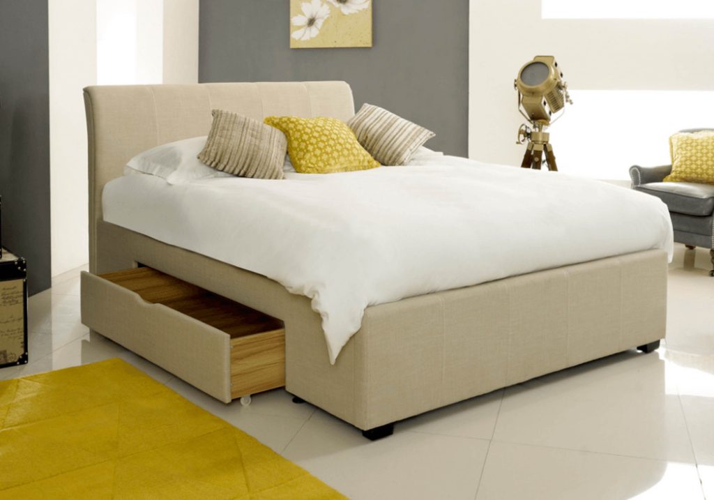 Artisan Fabric 2 Drawer Bed Frame -Stone-Double