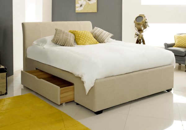 Artisan Fabric 2 Drawer Bed Frame  Stone Kingsize | Bed Sava