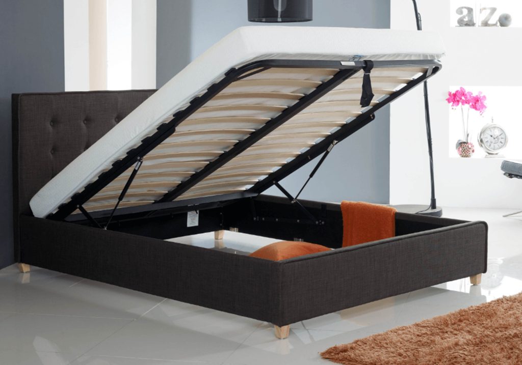 Artisan Fabric Button Ottoman Bed Frame -Charcoal-Kingsize