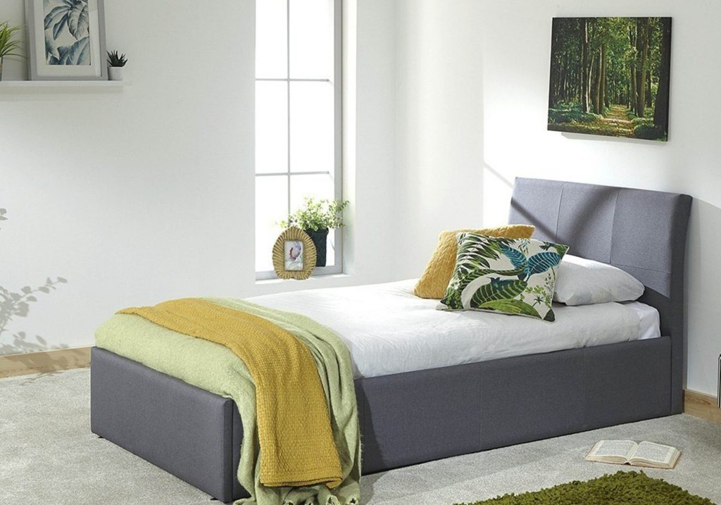 GFW Ascot Fabric Ottoman Bed Frame-Grey-Double