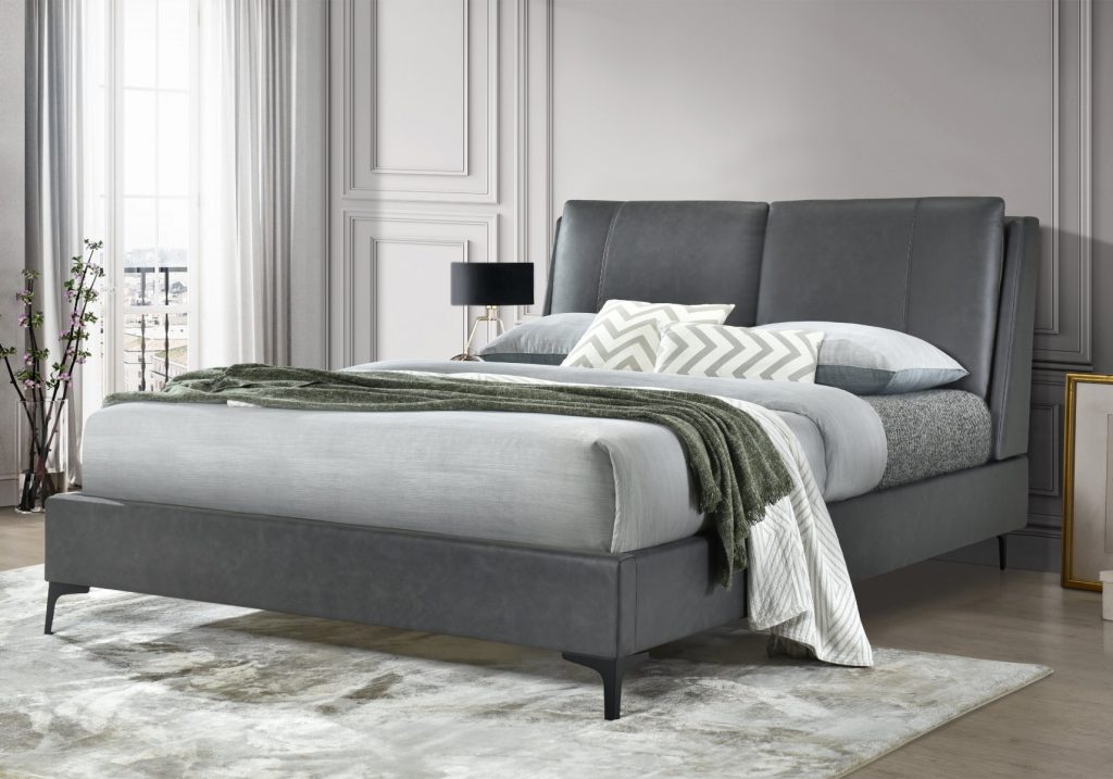 Flintshire Furniture Ashleigh Faux Leather Bed Frame-Double