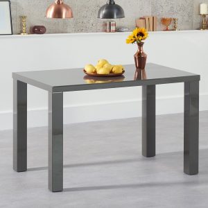 Seattle 120cm Dark Grey High Gloss Dining Table | Bed Sava