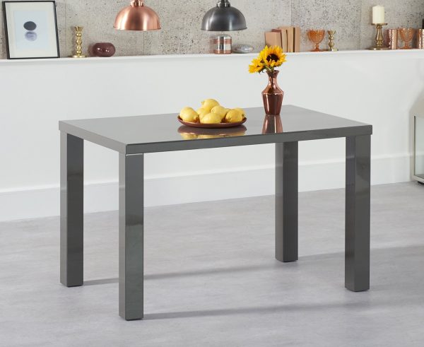 Seattle 120cm Dark Grey High Gloss Dining Table | Bed Sava