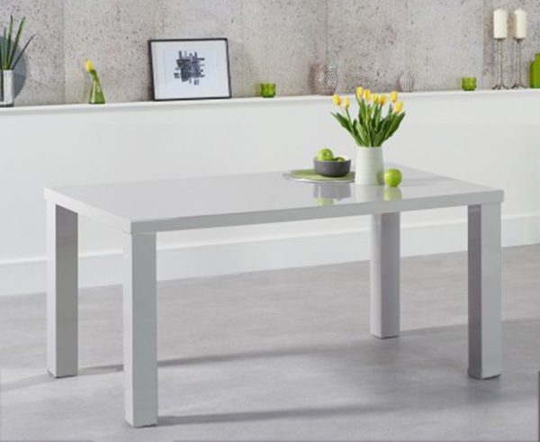 Seattle 160cm Light Grey High Gloss Dining Table | Bed Sava