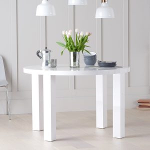 Seattle 120cm Round White High Gloss Dining Table | Bed Sava