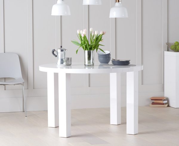 Seattle 120cm Round White High Gloss Dining Table | Bed Sava