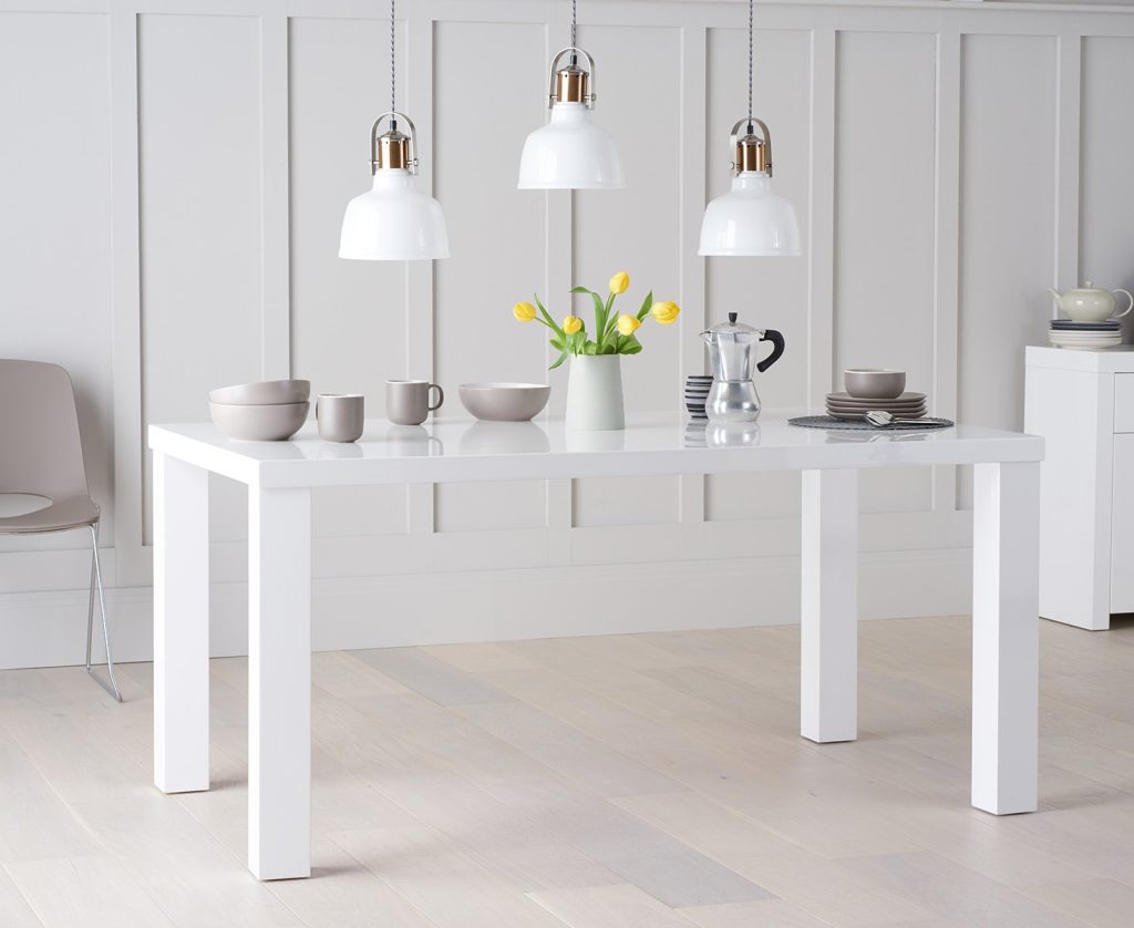 Seattle 160cm White High Gloss Dining Table