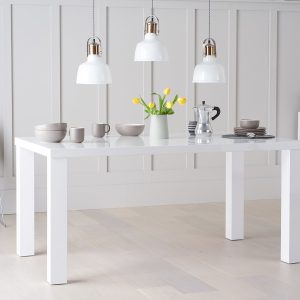 Seattle 160cm White High Gloss Dining Table | Bed Sava