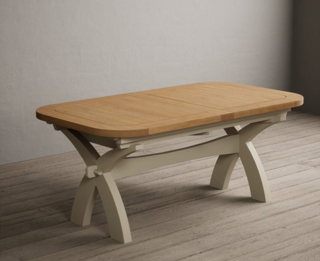 Extending Olympia 180cm Oak and Cream Painted Dining Table