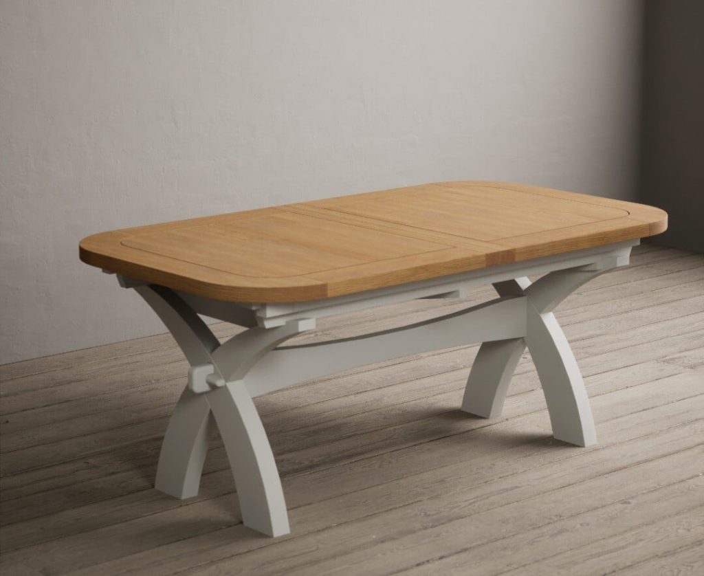 Extending Olympia 180cm Oak and Signal White Painted Dining Table