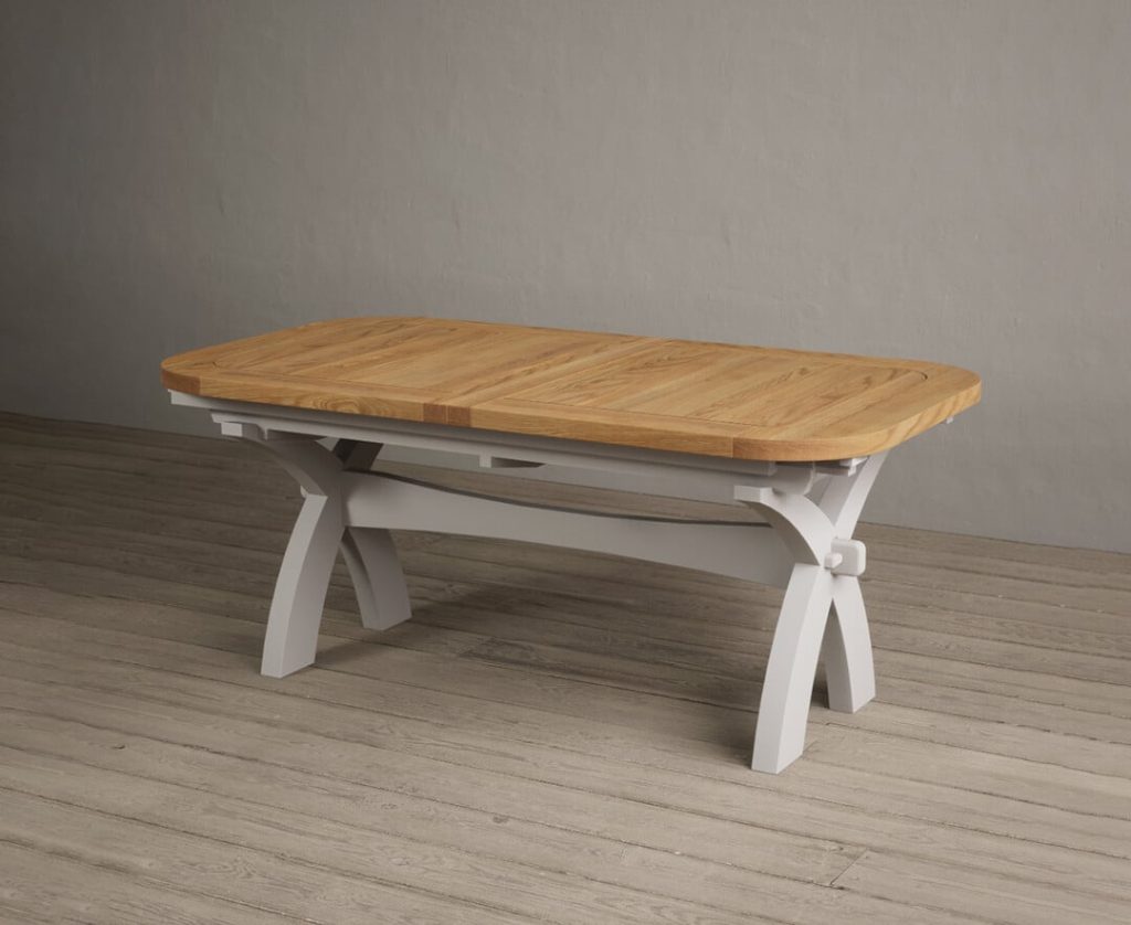 Extending Olympia 180cm Oak and Soft White Painted Dining Table
