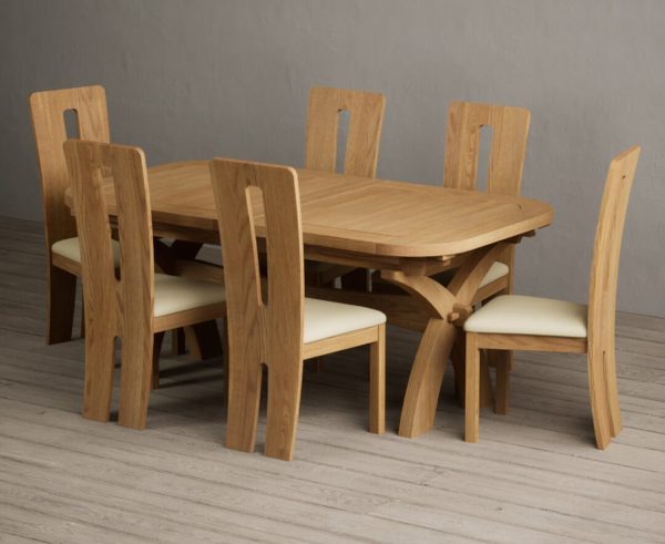 Extending Olympia 180cm Solid Oak Dining Table with 8 Grey Lucca Chairs | Bed Sava
