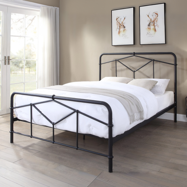 Flintshire Furniture Axton Black Metal Bed Frame Kingsize | Bed Sava