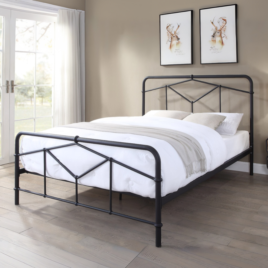 Flintshire Furniture Axton Black Metal Bed Frame-Double