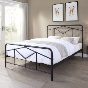 Flintshire Furniture Axton Black Metal Bed Frame Double | Bed Sava
